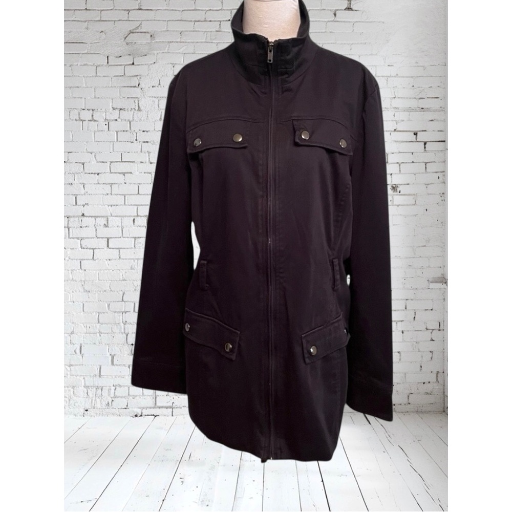Ricki’s Women XL Black Cotton Lined Zipper Jacket Utility Blazer Career Casual